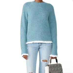Milly Shirting trim knit sweater